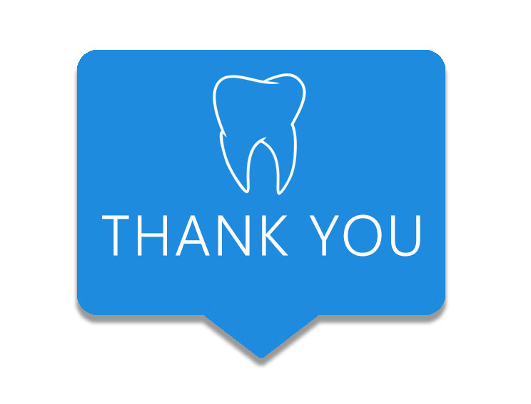 thank you logo with a tooth above the logo